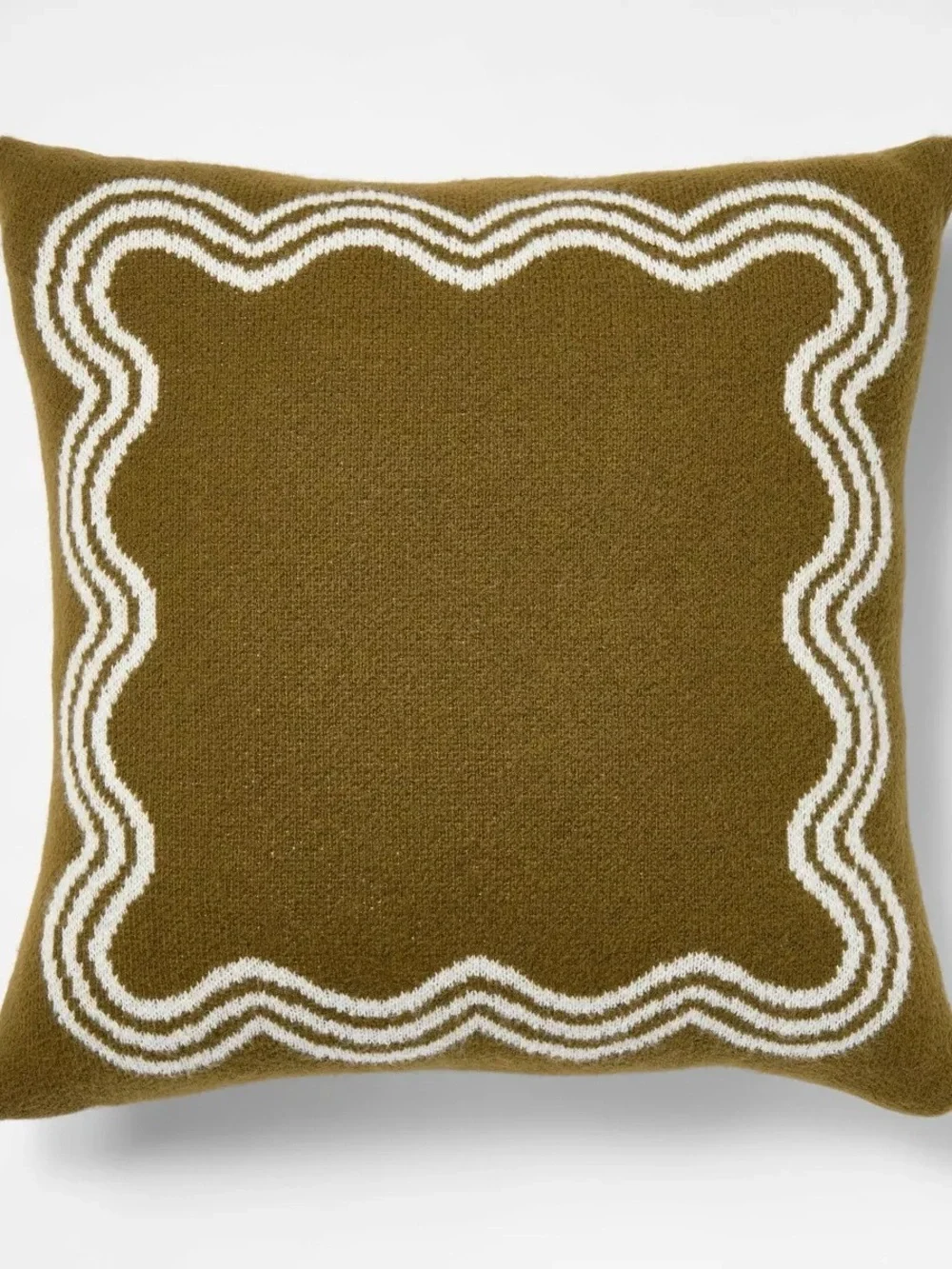 Jacquard Knit Pillow with Scallop Pattern Dark Olive Green - Threshold